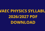 WAEC Physics Syllabus 2026/2027 PDF Download